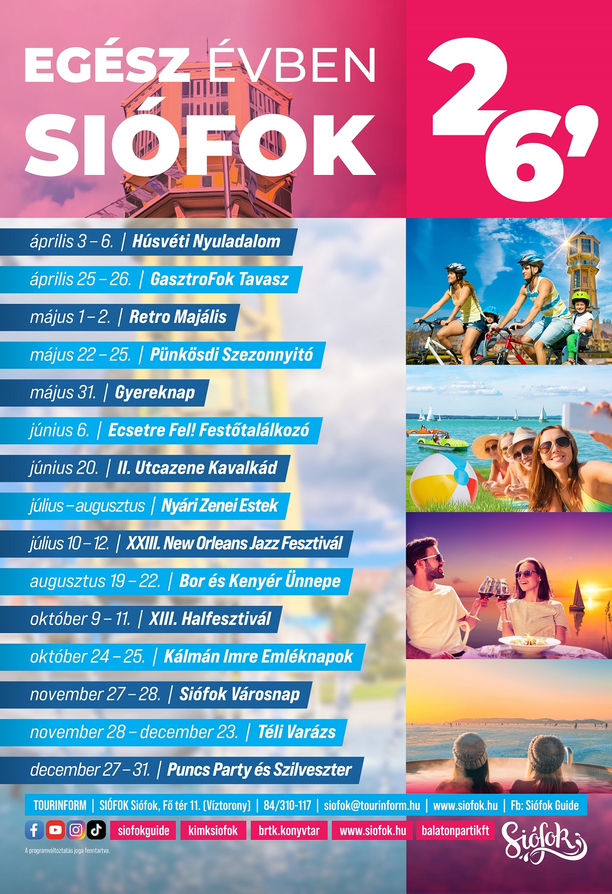 Siófok 2026 egész éves programnaptár